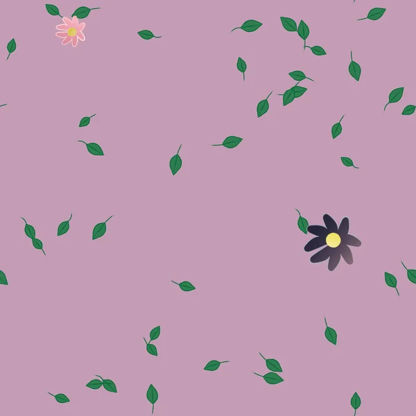 Fleurs Simples Avec Des Feuilles Vertes Composition Libre Illustration Vectorielle — Image vectorielle