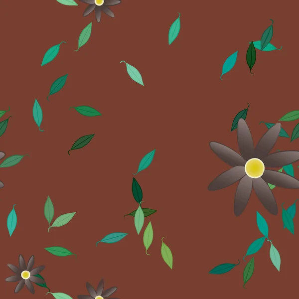 Composition Design Avec Fleurs Simples Feuilles Vertes Illustration Vectorielle — Image vectorielle