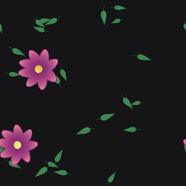 Composição Design Com Flores Simples Folhas Verdes Ilustração Vetorial —  Vetores de Stock