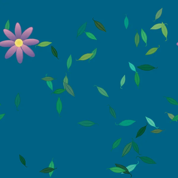 Composição Design Com Flores Simples Folhas Verdes Ilustração Vetorial — Vetor de Stock