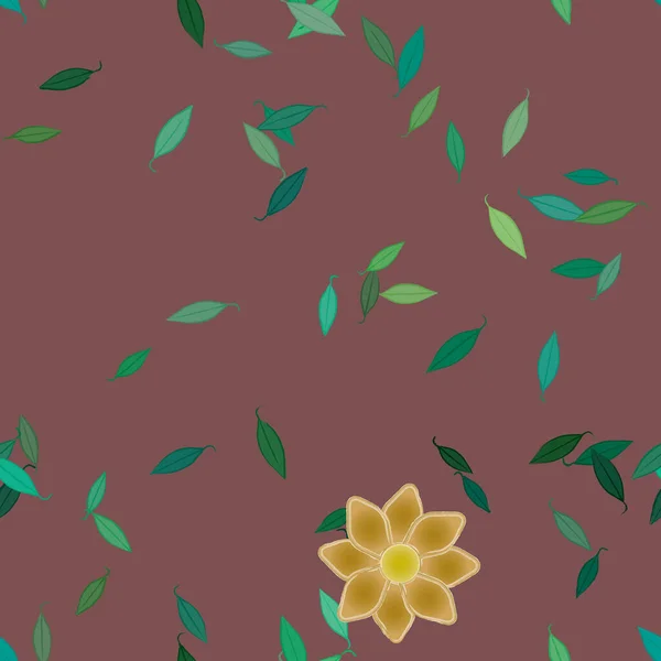 Composición Diseño Con Flores Simples Hojas Verdes Ilustración Vectorial — Archivo Imágenes Vectoriales