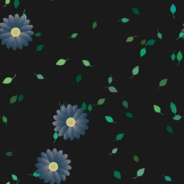 Composition Design Avec Fleurs Simples Feuilles Vertes Illustration Vectorielle — Image vectorielle