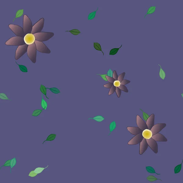 Composition Design Avec Fleurs Simples Feuilles Vertes Illustration Vectorielle — Image vectorielle