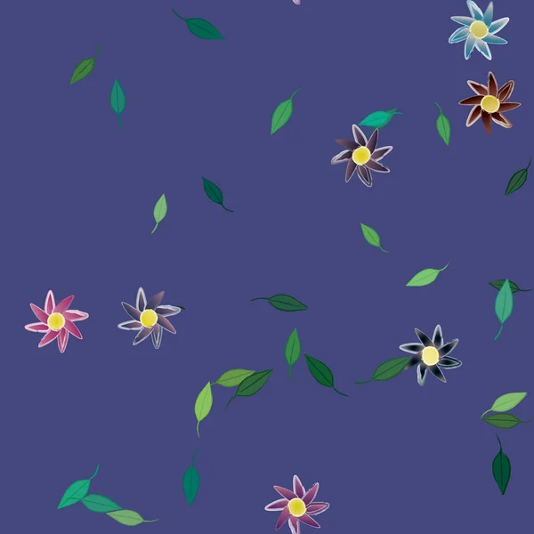 Ontwerp Compositie Met Eenvoudige Bloemen Bladeren Vector Illustratie — Stockvector