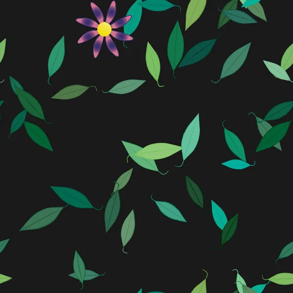 Composition Design Avec Fleurs Simples Feuilles Vertes Illustration Vectorielle — Image vectorielle