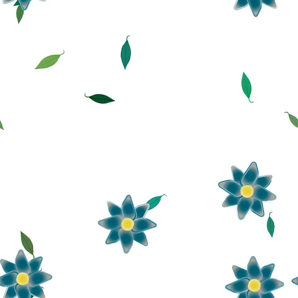 Composition Design Avec Fleurs Simples Feuilles Vertes Illustration Vectorielle — Image vectorielle