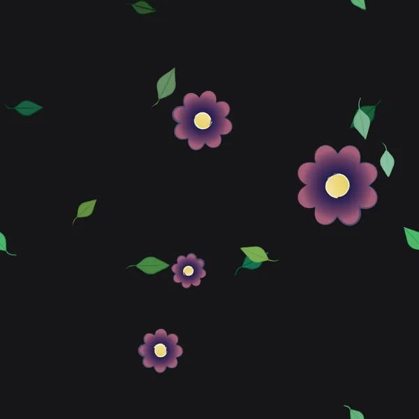 Composição Design Com Flores Simples Folhas Verdes Ilustração Vetorial — Vetor de Stock