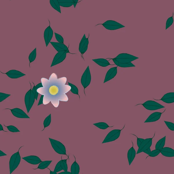 Composition Design Avec Fleurs Simples Feuilles Vertes Illustration Vectorielle — Image vectorielle