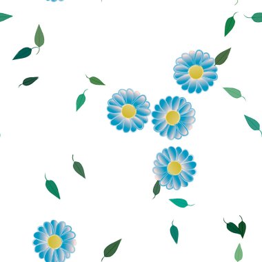 Basit çiçek ve yeşil yapraklı tasarım kompozisyonu, vektör illüstrasyonu