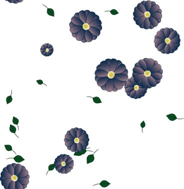 Basit çiçek ve yeşil yapraklı tasarım kompozisyonu, vektör illüstrasyonu