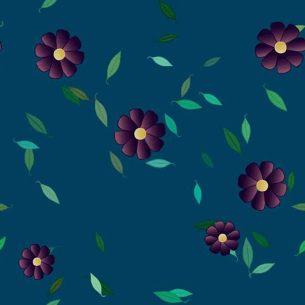 Composition Design Avec Fleurs Simples Feuilles Vertes Illustration Vectorielle — Image vectorielle