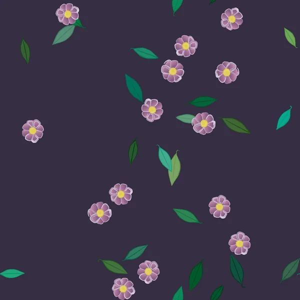 Composição Design Com Flores Simples Folhas Verdes Ilustração Vetorial — Vetor de Stock