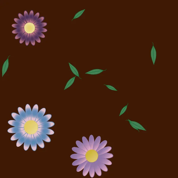 Composition Design Avec Fleurs Simples Feuilles Vertes Illustration Vectorielle — Image vectorielle