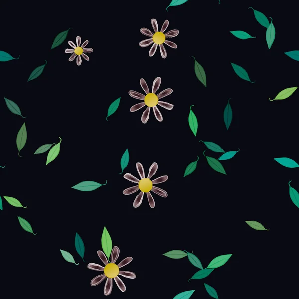 Composição Design Com Flores Folhas Simples Ilustração Vetorial —  Vetores de Stock