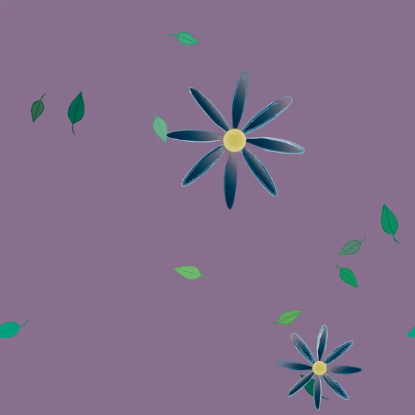 Composición Diseño Con Flores Simples Hojas Verdes Ilustración Vectorial — Vector de stock