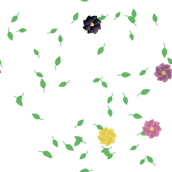 Composição Design Com Flores Simples Folhas Verdes Ilustração Vetorial —  Vetores de Stock