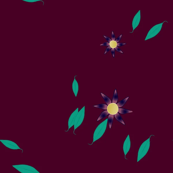 Composition Design Avec Fleurs Simples Feuilles Vertes Illustration Vectorielle — Image vectorielle