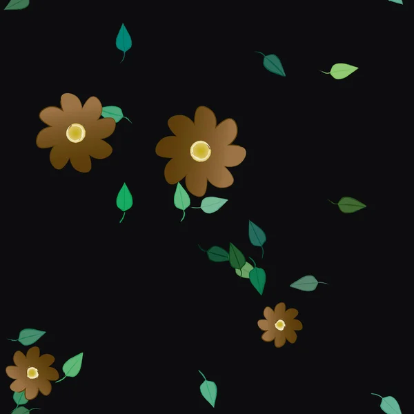 Composition Design Avec Fleurs Feuilles Simples Illustration Vectorielle — Image vectorielle