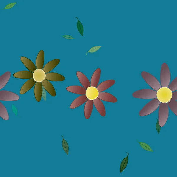 Composição Design Com Flores Folhas Simples Ilustração Vetorial —  Vetores de Stock