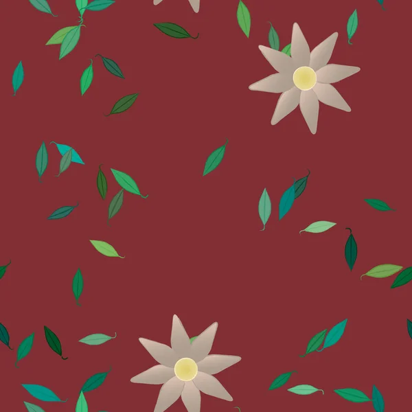 Composition Design Avec Fleurs Simples Feuilles Vertes Illustration Vectorielle — Image vectorielle