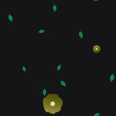 Basit çiçek ve yeşil yapraklı tasarım kompozisyonu, vektör illüstrasyonu