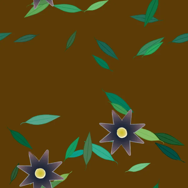 Composition Design Avec Fleurs Simples Feuilles Vertes Illustration Vectorielle — Image vectorielle