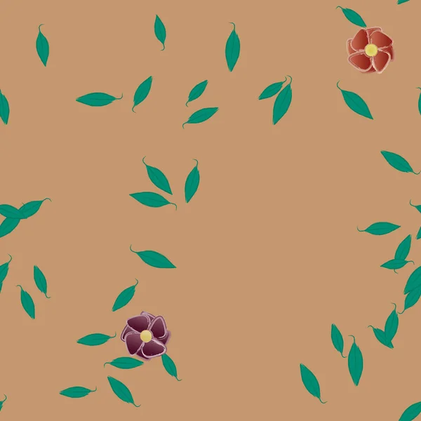 Composition Design Avec Fleurs Simples Feuilles Vertes Illustration Vectorielle — Image vectorielle