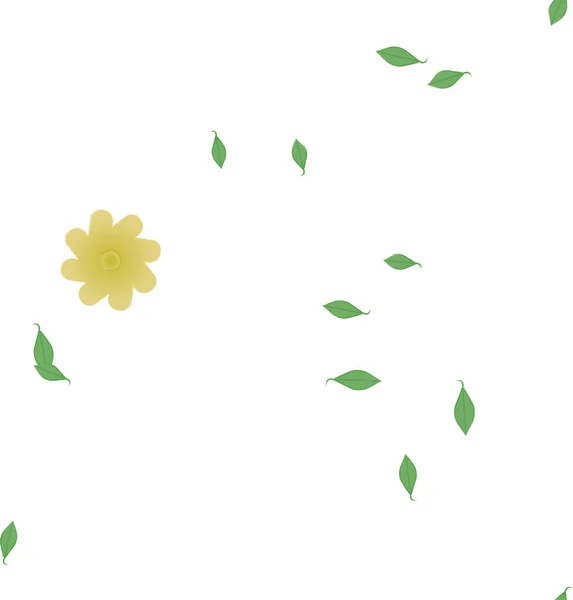 Design Sammansättning Med Enkla Blommor Och Gröna Blad Vektor Illustration — Stock vektor