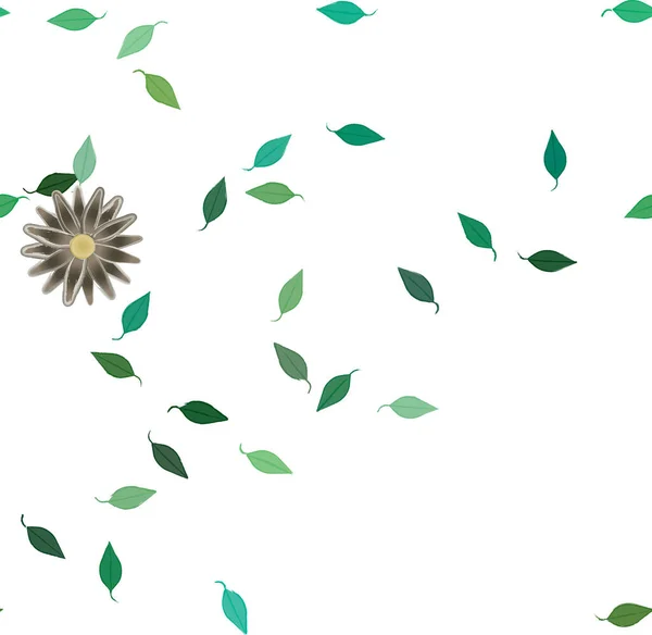 Composición Diseño Con Flores Simples Hojas Verdes Ilustración Vectorial — Archivo Imágenes Vectoriales