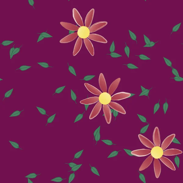 Composição Design Com Flores Simples Folhas Verdes Ilustração Vetorial —  Vetores de Stock