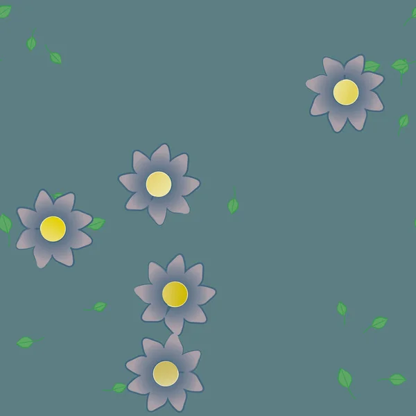 Composition Design Avec Fleurs Simples Feuilles Vertes Illustration Vectorielle — Image vectorielle