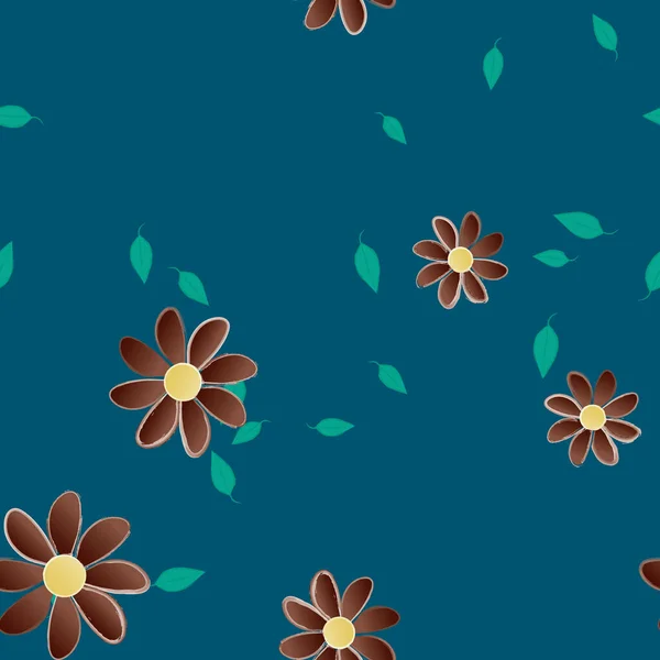 Composition Design Avec Fleurs Simples Feuilles Vertes Illustration Vectorielle — Image vectorielle