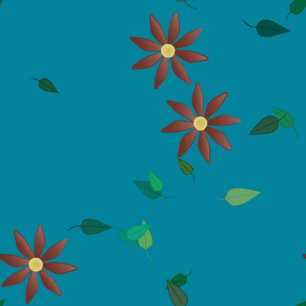 Composição Design Com Flores Folhas Simples Ilustração Vetorial — Vetor de Stock