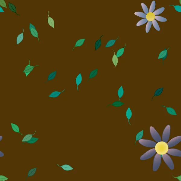 Composition Design Avec Fleurs Simples Feuilles Vertes Illustration Vectorielle — Image vectorielle