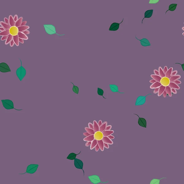 Composición Diseño Con Flores Simples Hojas Verdes Ilustración Vectorial — Vector de stock