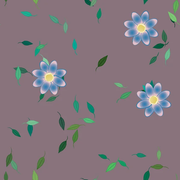 Composición Diseño Con Flores Simples Hojas Verdes Ilustración Vectorial — Archivo Imágenes Vectoriales