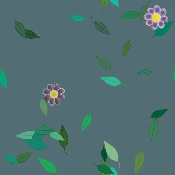 Σύνθεση Σχεδίου Απλά Λουλούδια Και Φύλλα Διανυσματική Απεικόνιση — Διανυσματικό Αρχείο