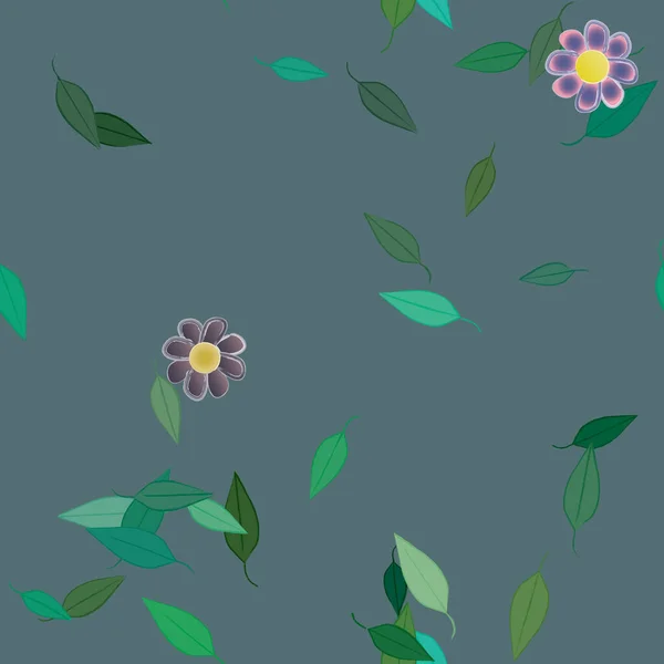 Ontwerp Compositie Met Eenvoudige Bloemen Bladeren Vector Illustratie — Stockvector