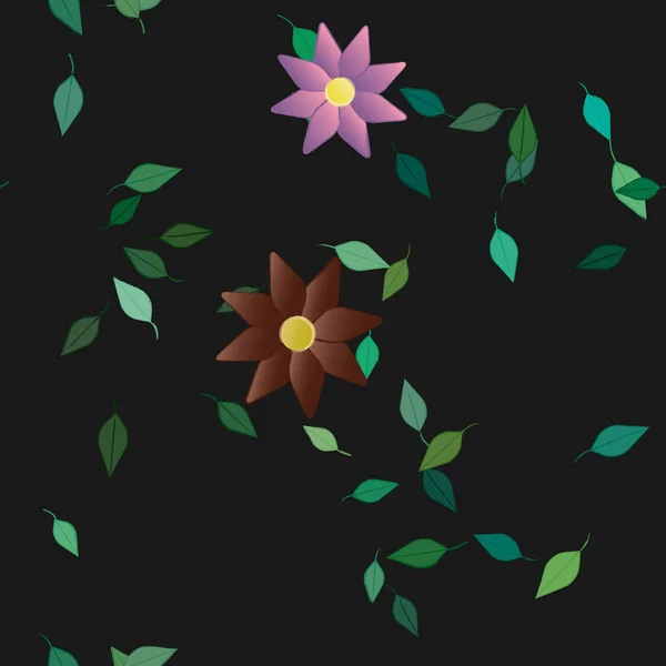 Composition Design Avec Fleurs Feuilles Simples Illustration Vectorielle — Image vectorielle