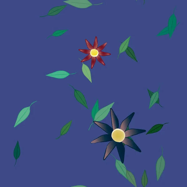 Composition Design Avec Fleurs Simples Feuilles Vertes Illustration Vectorielle — Image vectorielle