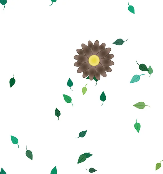 Composition Design Avec Fleurs Simples Feuilles Vertes Illustration Vectorielle — Image vectorielle