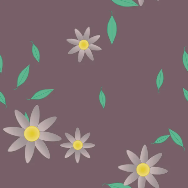 Composição Design Com Flores Simples Folhas Verdes Ilustração Vetorial — Vetor de Stock