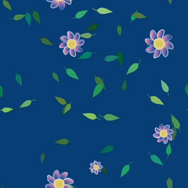 Composição Design Com Flores Simples Folhas Verdes Ilustração Vetorial — Vetor de Stock