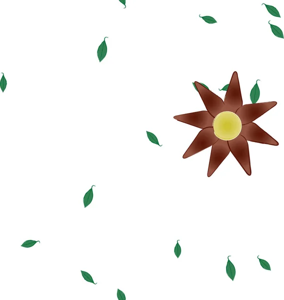 Composición Diseño Con Flores Simples Hojas Verdes Ilustración Vectorial — Vector de stock