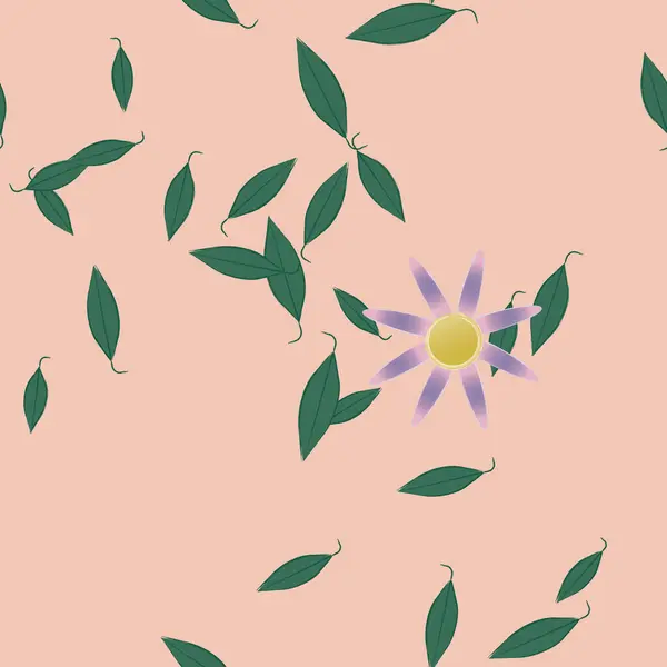 Composition Design Avec Fleurs Simples Feuilles Vertes Illustration Vectorielle — Image vectorielle