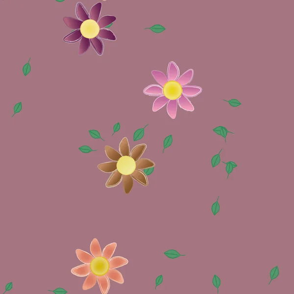 Composition Design Avec Fleurs Simples Feuilles Vertes Illustration Vectorielle — Image vectorielle