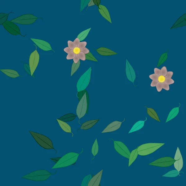 Composição Design Com Flores Simples Folhas Verdes Ilustração Vetorial — Vetor de Stock