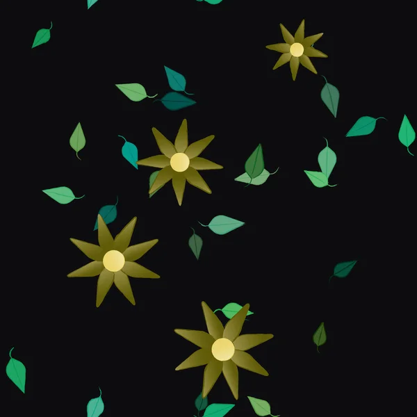 Composition Design Avec Fleurs Feuilles Simples Illustration Vectorielle — Image vectorielle