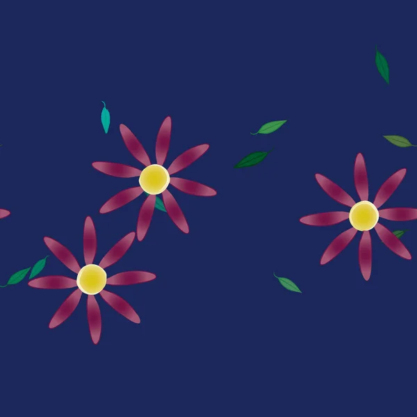 Composición Diseño Con Flores Simples Hojas Verdes Ilustración Vectorial — Archivo Imágenes Vectoriales