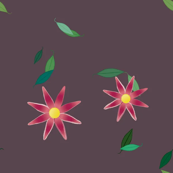 Composição Design Com Flores Simples Folhas Verdes Ilustração Vetorial — Vetor de Stock